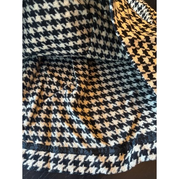 Vintage Black & White Houndstooth A-Line Skirt Wool Skirt Small Academia - Picture 4 of 4